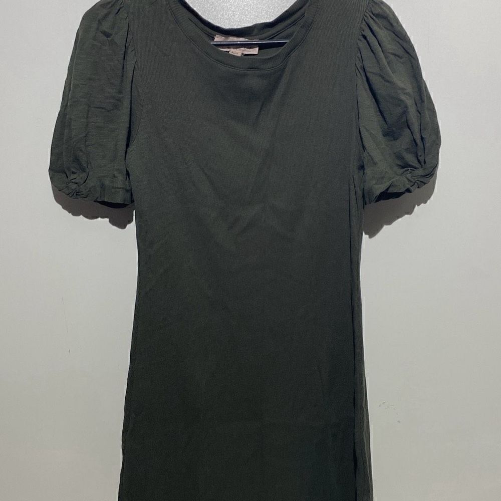 Philosophy Dresses Republic Clothing Dark Olive Green Puff Sleeve Mini Dress XS